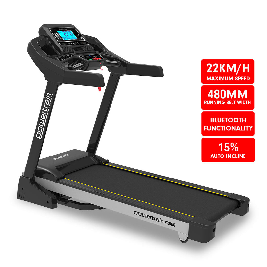 🏃 Tapis de Course Powertrain K2000 | 22 km/h • Ventilateur &amp; Inclinaison Auto